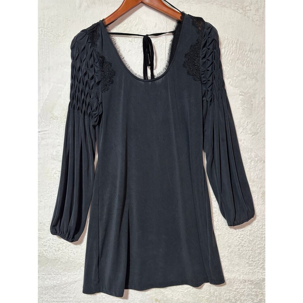 FREE PEOPLE Women's Tunic Dress Long Sleeve Back Tie Lace Accent | Size M